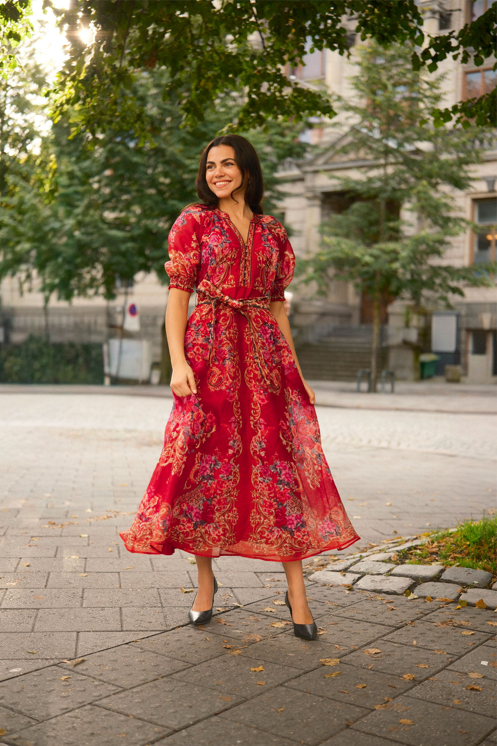 Indy Dress, Rød Mønstret - Bilde 4