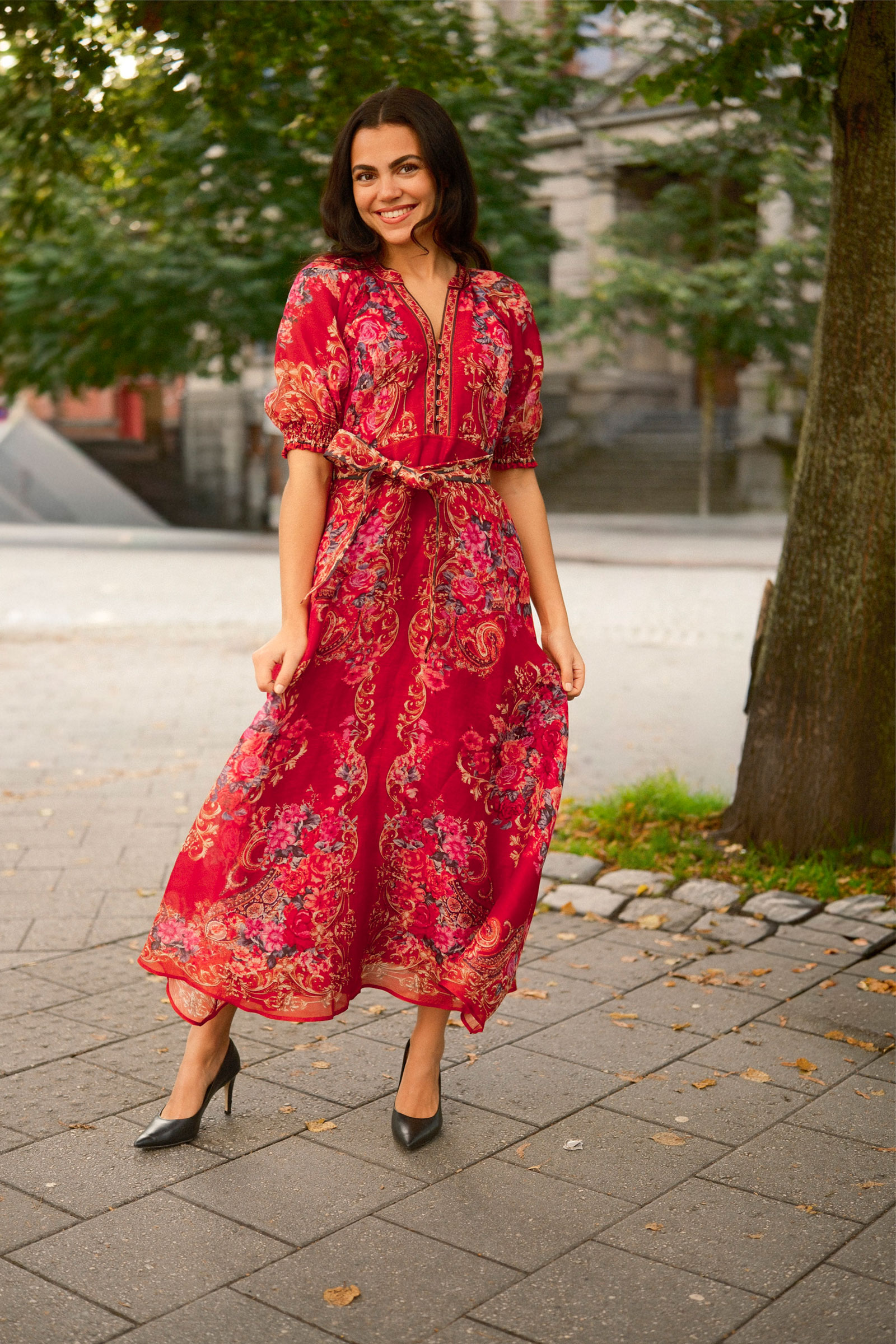 Indy Dress, Rød Mønstret - Bilde 5