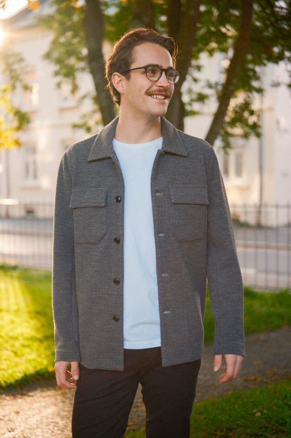 MMG Austin Knit Overshirt, Grey Melange