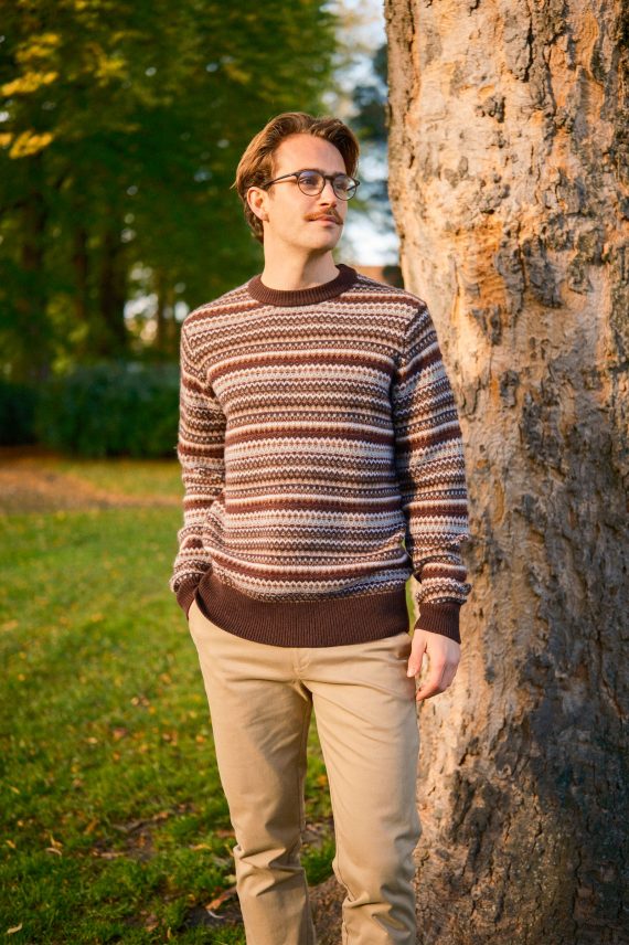 MMG Laporte Pence Crew Neck Knit, Chocolate Brown