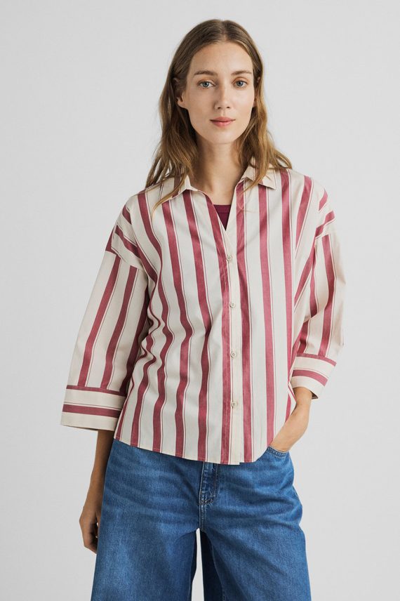 Susana Selmina 3/4 Shirt, Rhodode/Oatmeal
