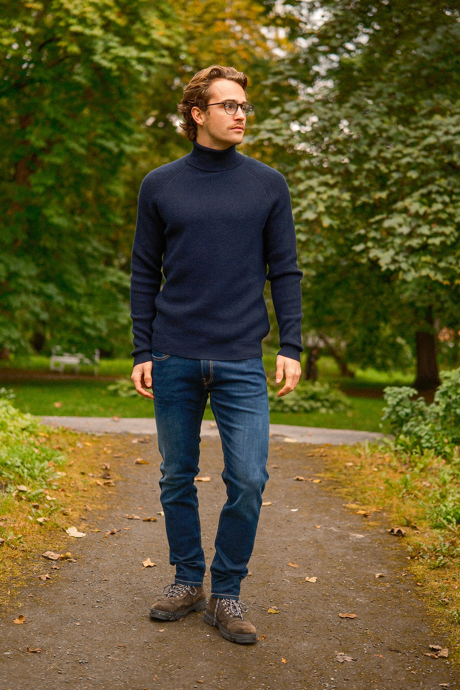 ST. Moritz Rib Roll Neck, Mørk Blå - Bilde 4