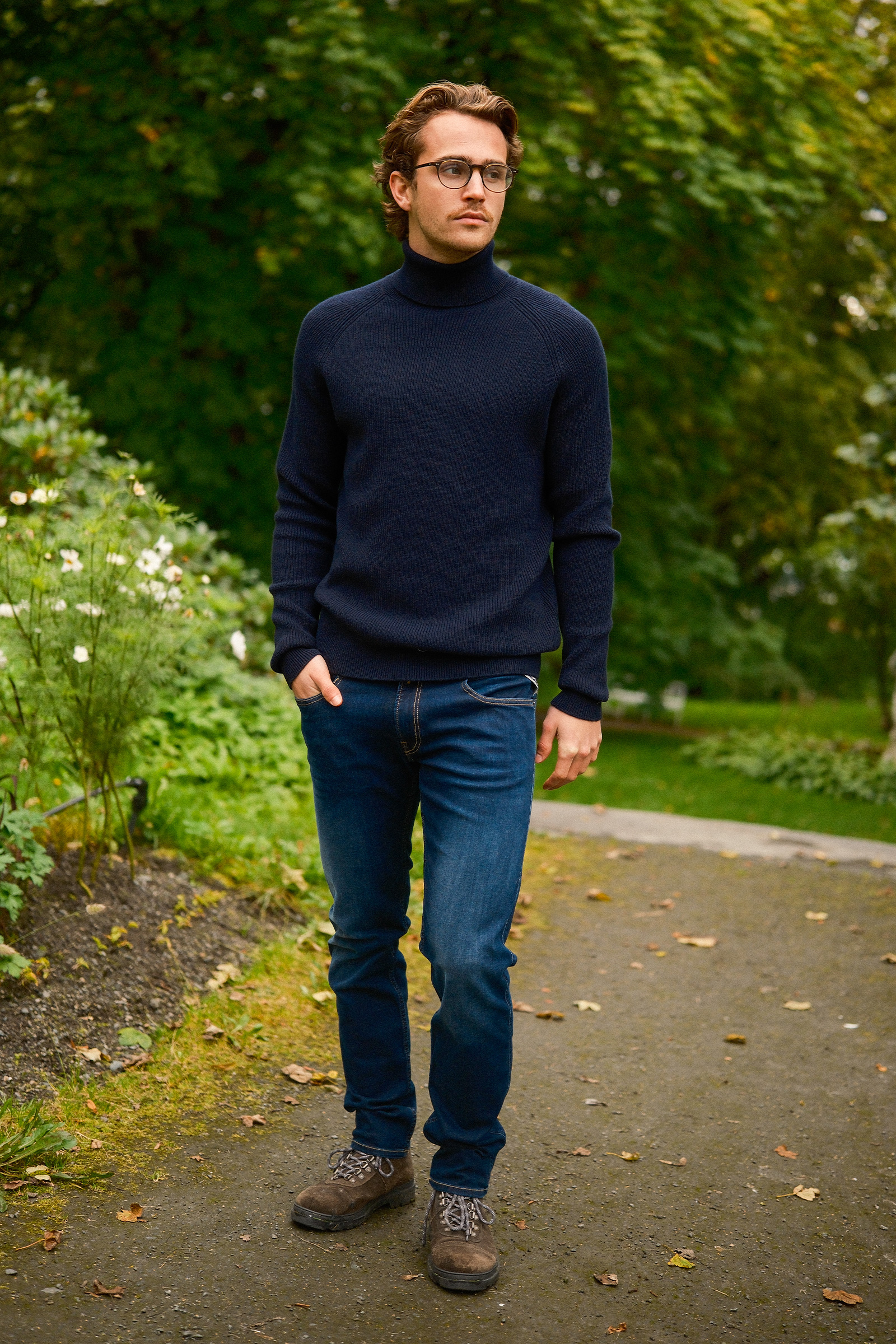 ST. Moritz Rib Roll Neck, Mørk Blå - Bilde 3