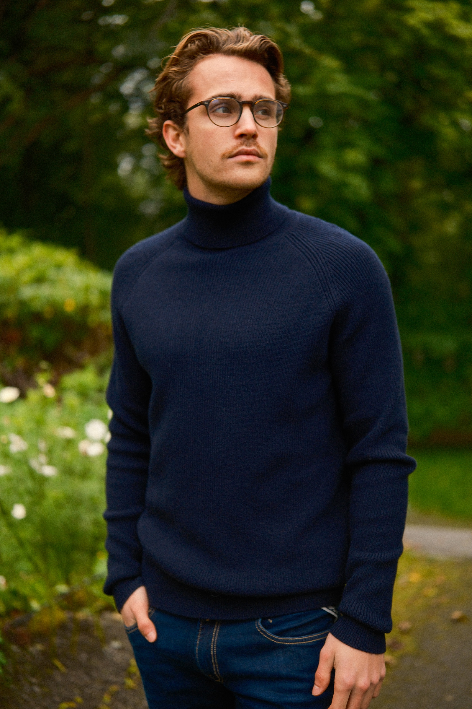 ST. Moritz Rib Roll Neck, Mørk Blå - Bilde 2