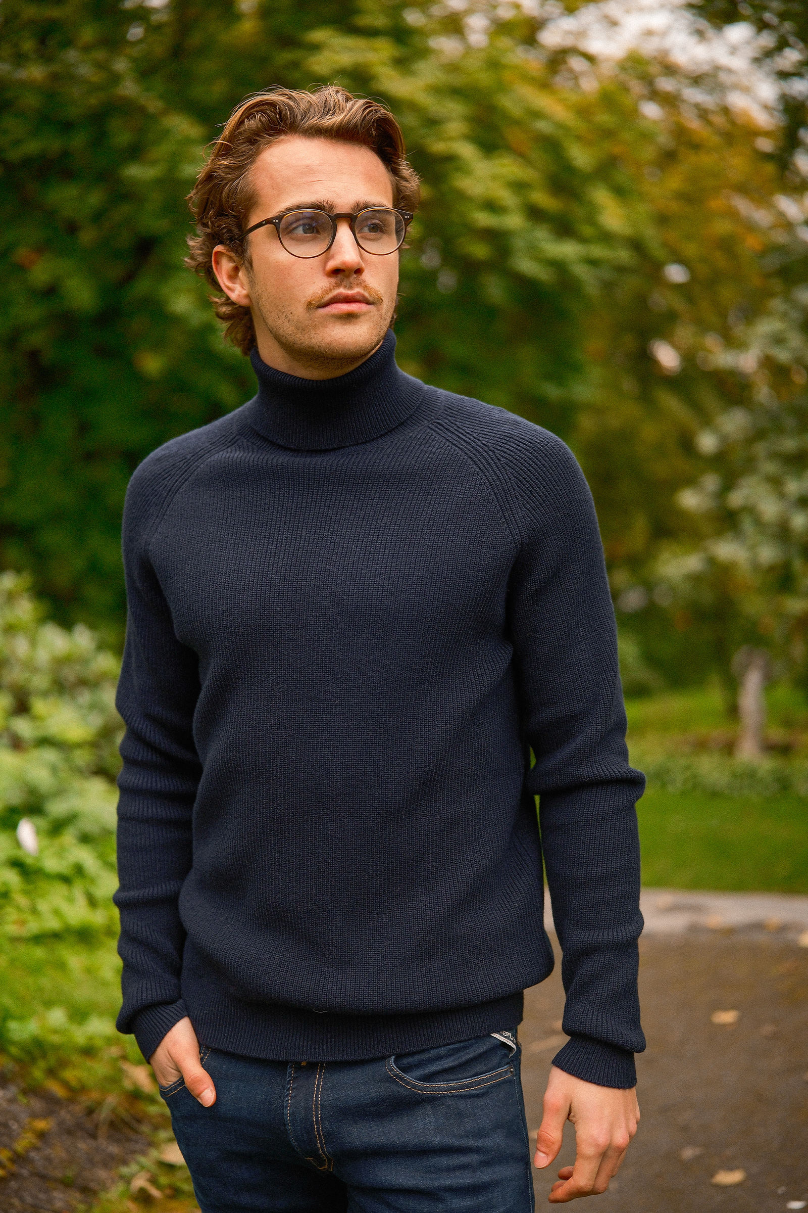 ST. Moritz Rib Roll Neck, Mørk Blå - Bilde 6