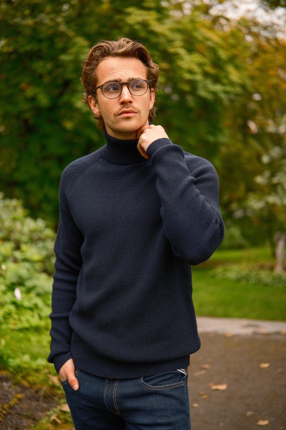 ST. Moritz Rib Roll Neck, Mørk Blå