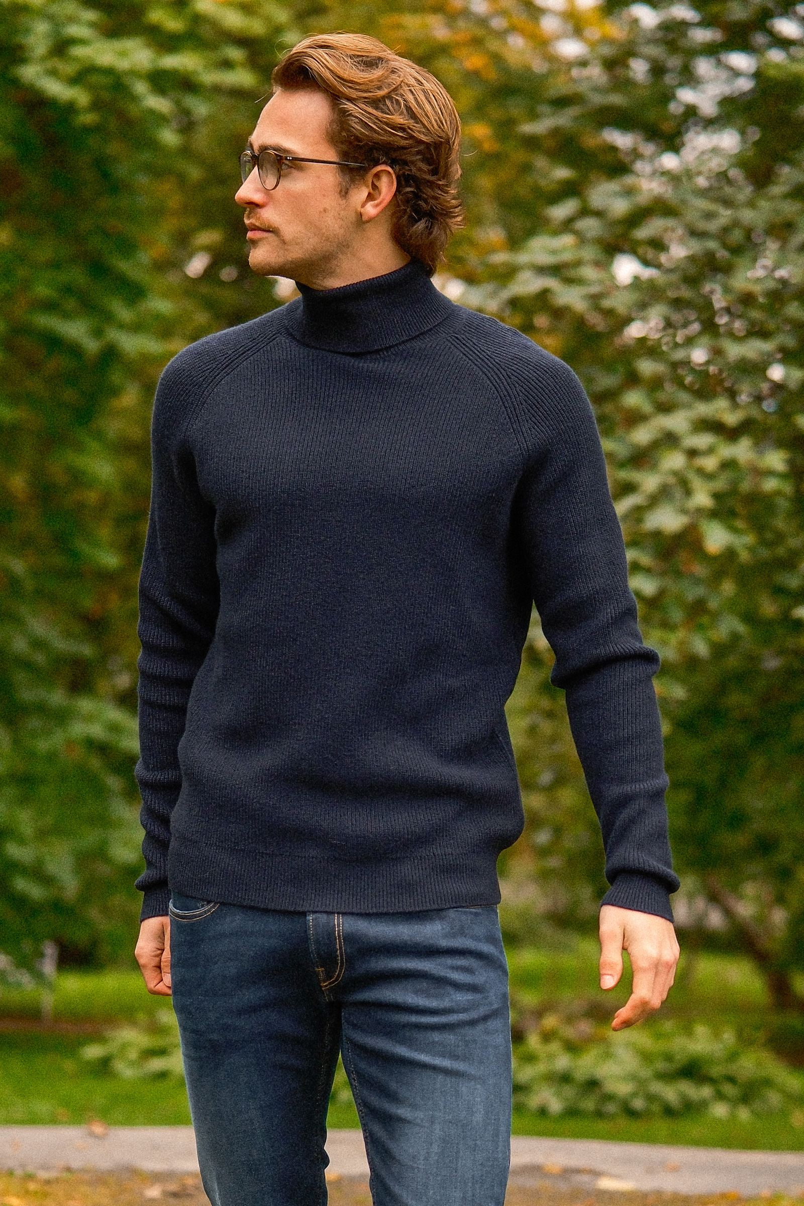 ST. Moritz Rib Roll Neck, Mørk Blå - Bilde 5