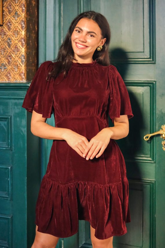 Jolie Dress, Velvet Bordeaux