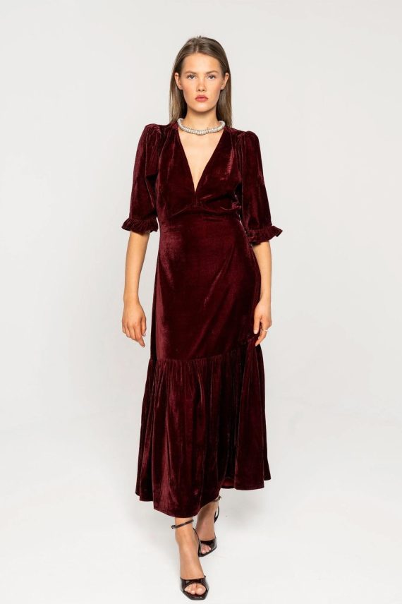 Ophelia Dress, Velvet Bordeaux